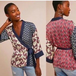 Anthropologie Meadow Rue Patchwork Kimono Wrap Top